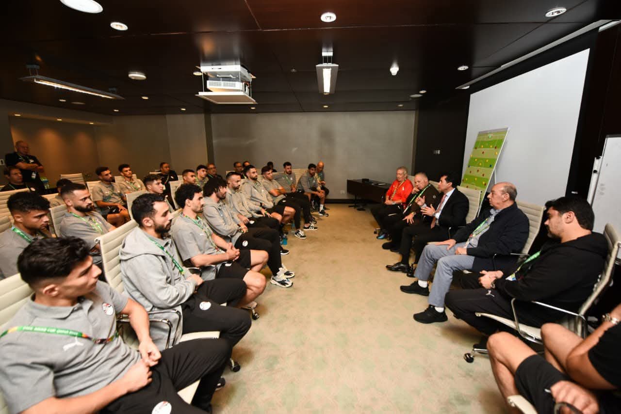 وزير الرياضة وأبوريدة يُحفزان منتخب مصر المُشارك في كأس العرب قبل مواجهة الكويت