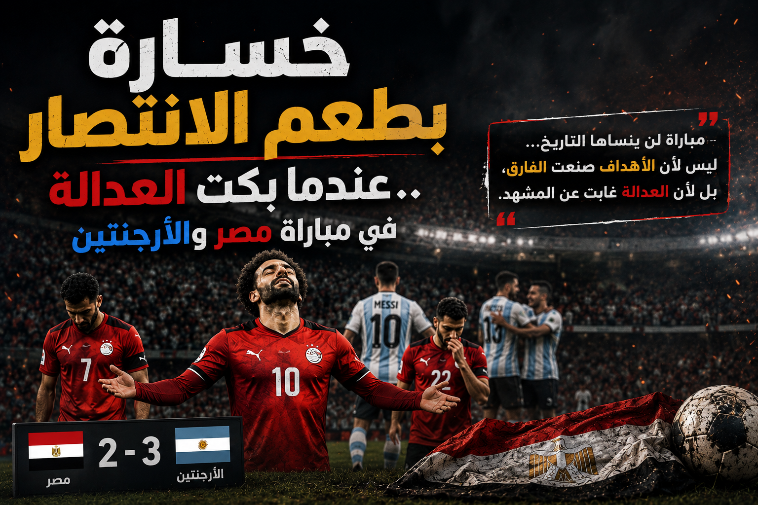موسى البطران يكتب : خسارة بطعم الانتصار… عندما بكت العدالة في مباراة مصر والأرجنتين