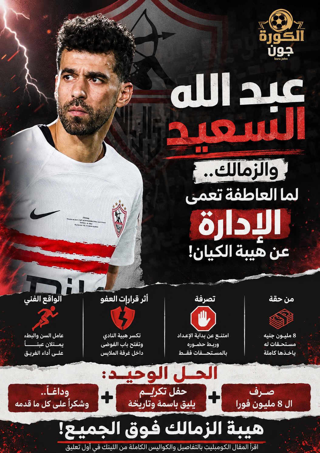 أزمة عبدالله السعيد مع الزمالك.. الحل ليس العقوبة ولا العفو.. فما القرار الحاسم ؟