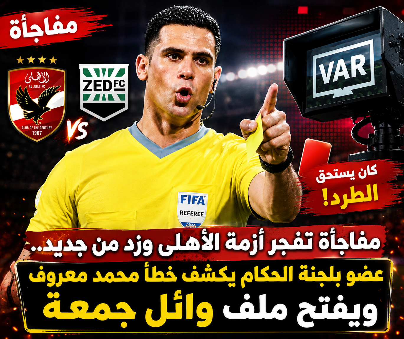 مفاجأة تفجّر أزمة الأهلي وزد من جديد.. عضو بلجنة الحكام يكشف خطأ محمد معروف ويفتح ملف وائل جمعة